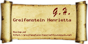 Greifenstein Henrietta névjegykártya